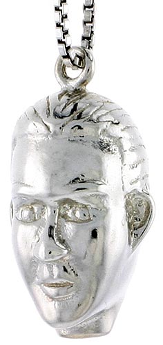 Sterling Silver Man&#039;s Head Charm, 3/4 inch tall