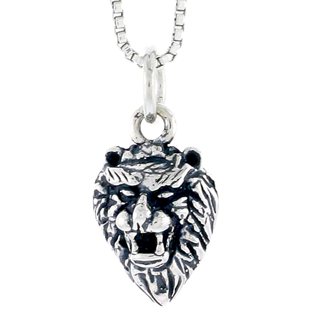 Sterling Silver Lion Head Charm, 1/2 inch tall