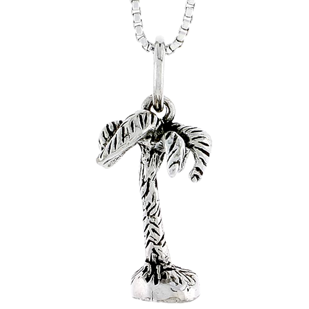 Sterling Silver Coconut Tree Charm, 3/4 inch tall