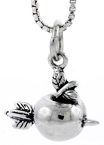 Sterling Silver Apple &amp; Arrow Charm, 1/2 inch tall