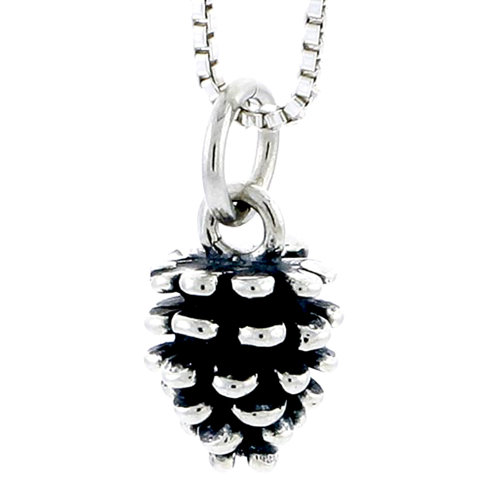 Sterling Silver Pine Cone Charm, 3/8 inch tall