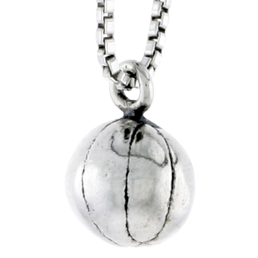 Sterling Silver Basketball Charm, 5/16 inch tall