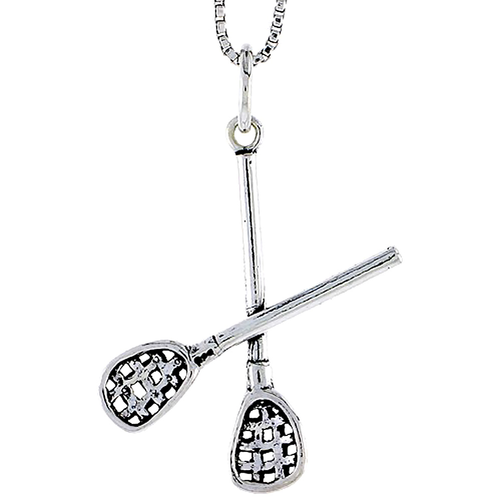 Sterling Silver Lacrosse Stick Charm, 1 1/16 inch tall