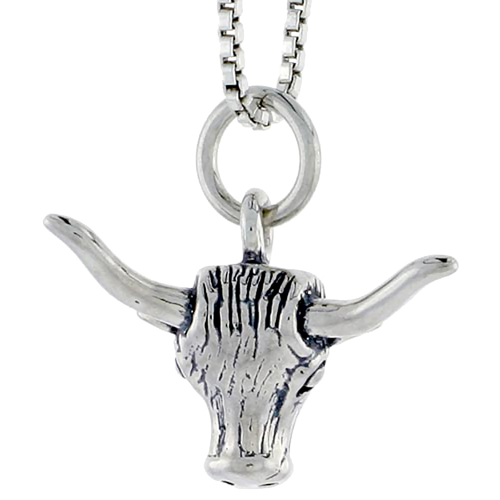 Sterling Silver Texas Longhorn Cow Charm, 1/2 inch tall