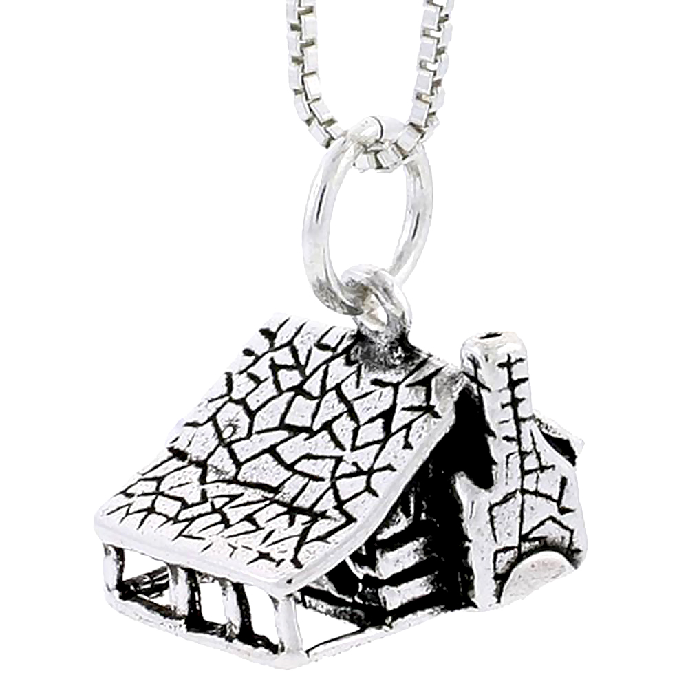 Sterling Silver House Charm, 3/8 inch tall