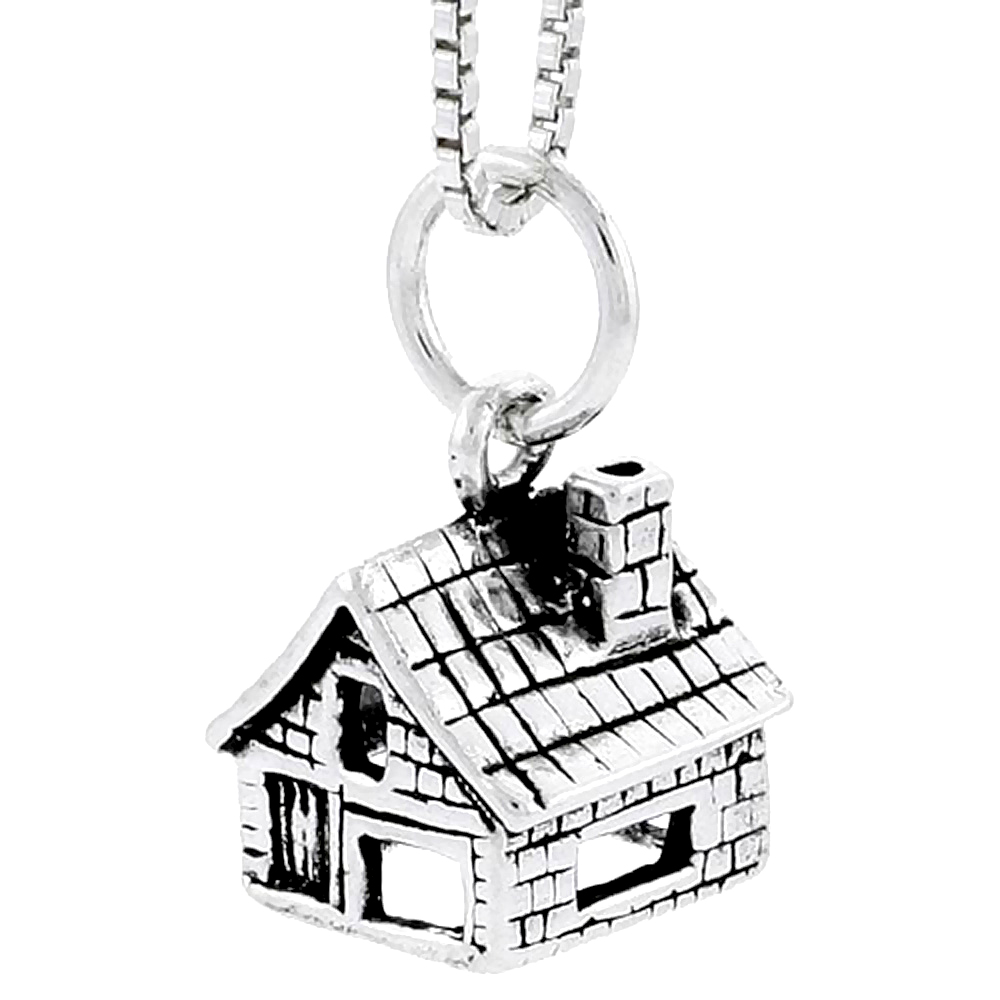 Sterling Silver House Charm, 5/16 inch tall