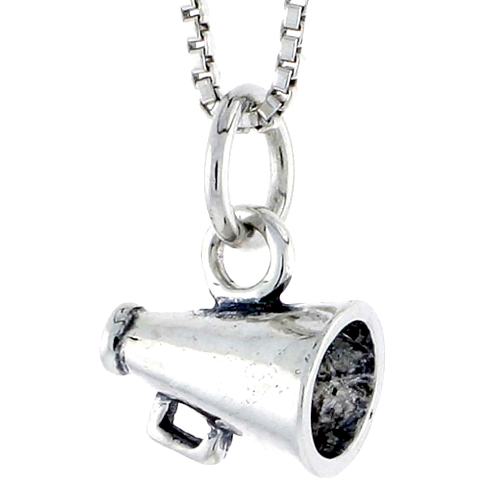 Sterling Silver Megaphone Charm, 1/2 inch wide