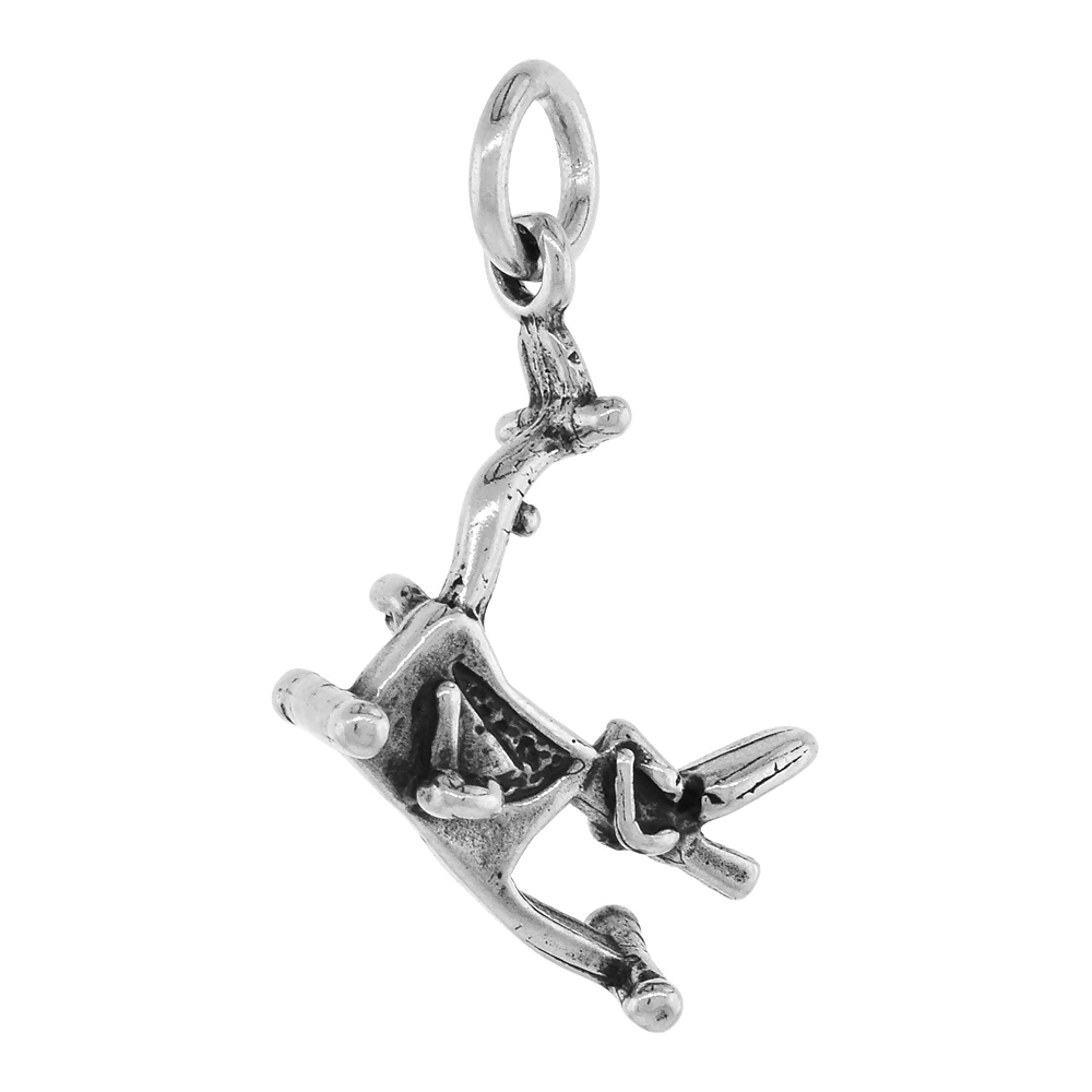 Sterling Silver Stationary Bike Charm, 5/8 inch tall