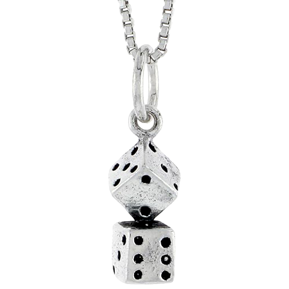 Sterling Silver Dice Charm, 19/32 inch tall
