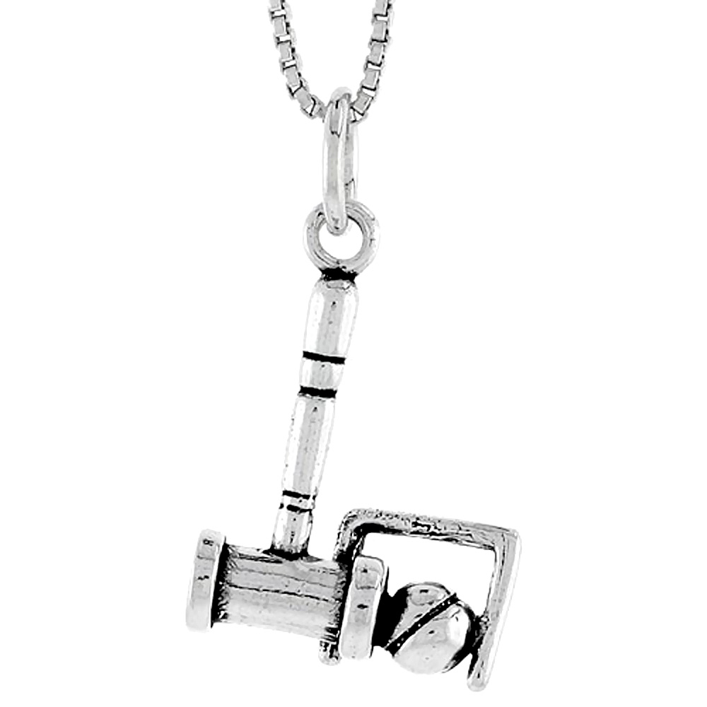 Sterling Silver Croquet Stick and Ball Charm, 3/4 inch tall