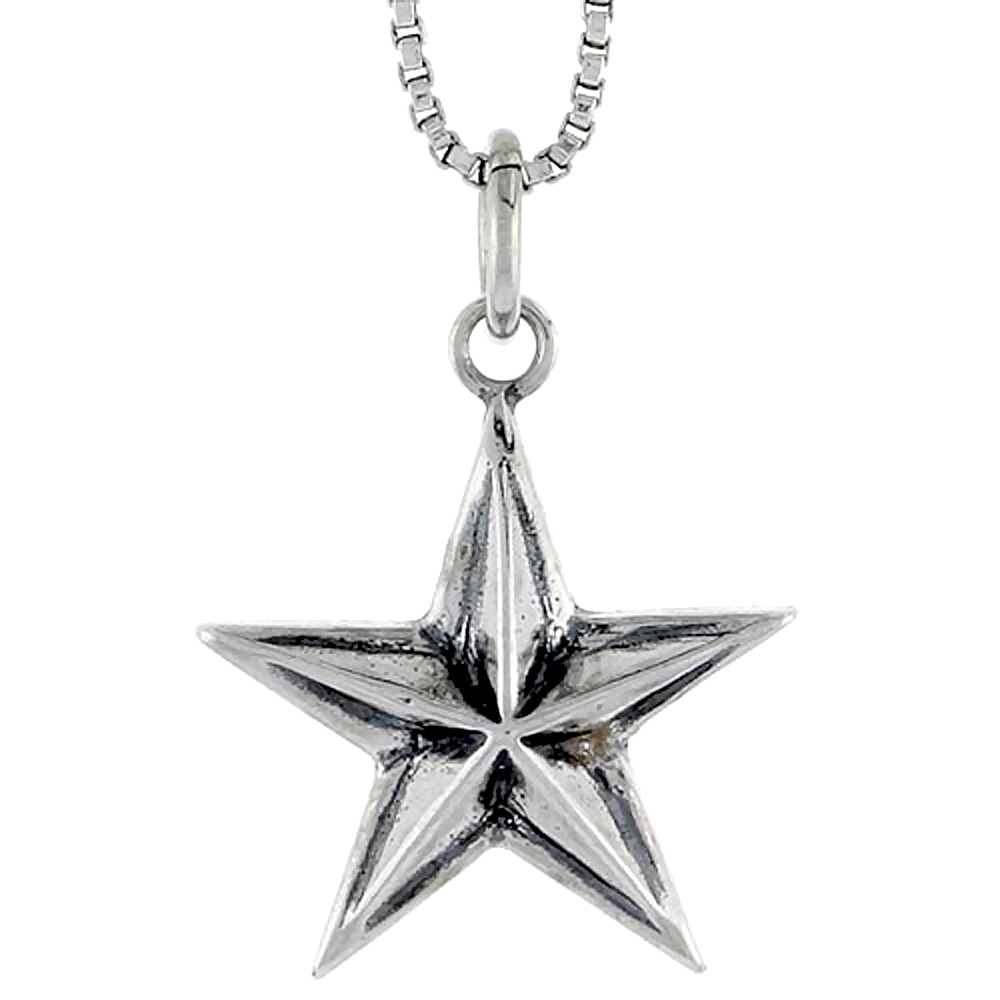 Sterling Silver Star Charm, 3/4 inch tall