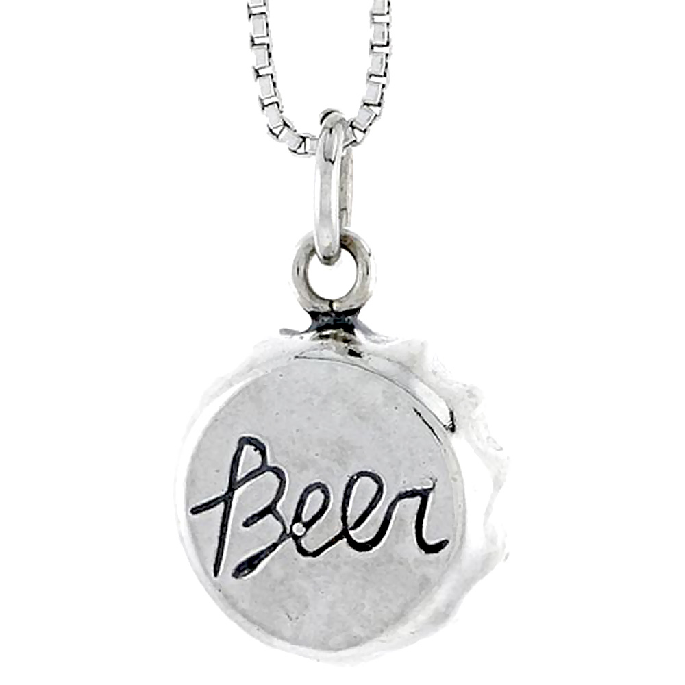 Sterling Silver Beer Bottle Cap Charm, 1/2 inch tall