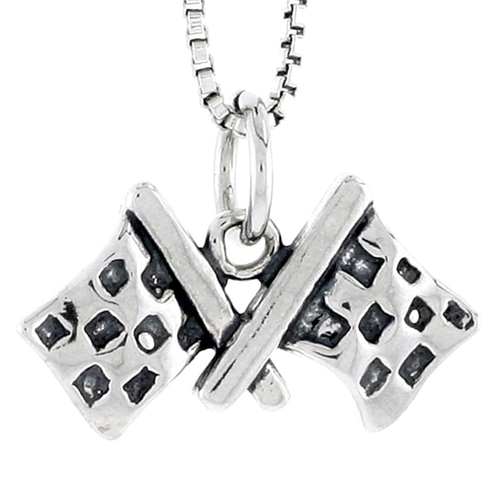 Sterling Silver Checkered Flags Charm, 3/8 inch tall