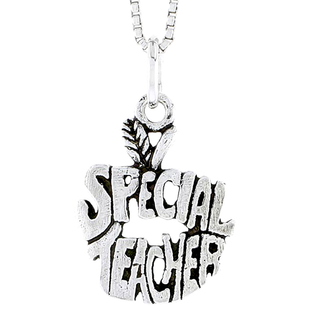 Sterling Silver Special Teacher Word Charm, 3/4 inch tall