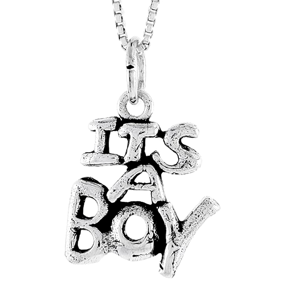 Sterling Silver It&#039;s a Boy Word Charm, 3/4 inch tall
