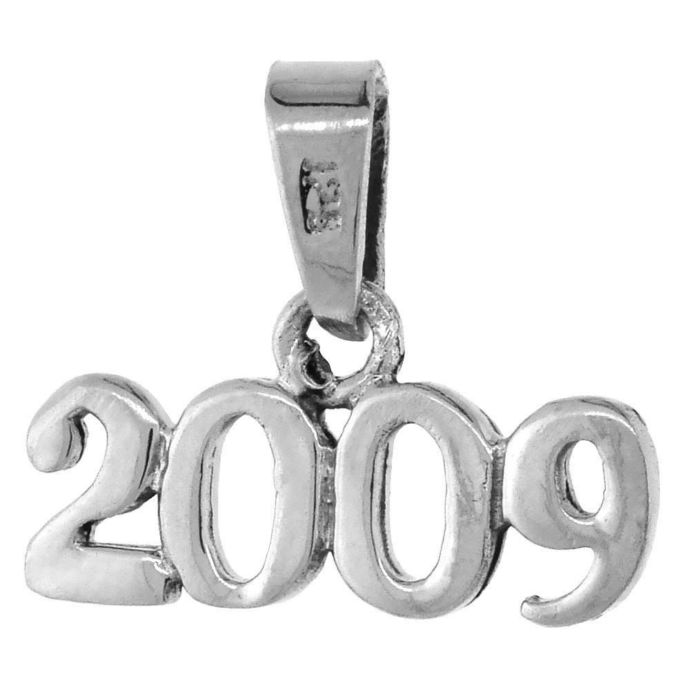 Sterling Silver 2009 Word Charm, 1/4 inch tall