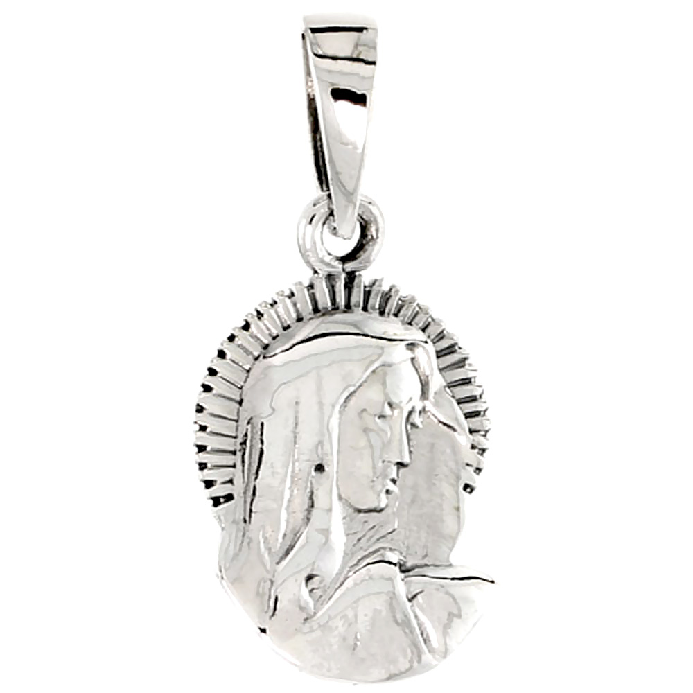 Sterling Silver Blessed Virgin Mary Charm, 3/4 inch tall