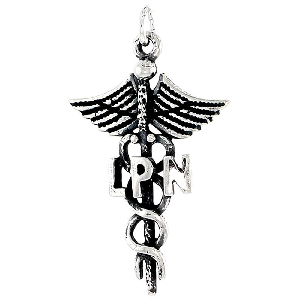 Sterling Silver Licensed Practical Nurse Insignia Charm, 1 1/8 inch tall