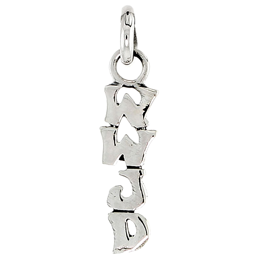 Sterling Silver Vertical WWJD Charm, 1/2 inch tall