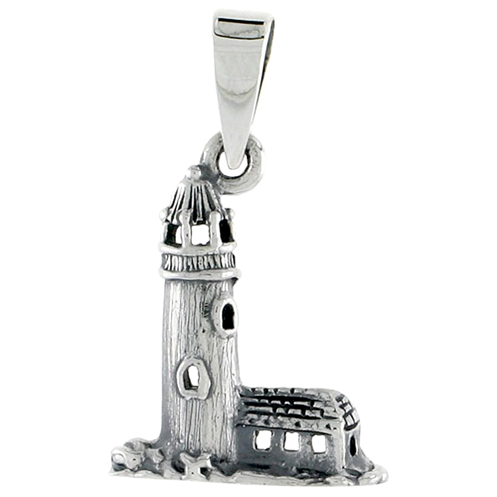 Sterling Silver Light House Charm, 3/4 inch tall