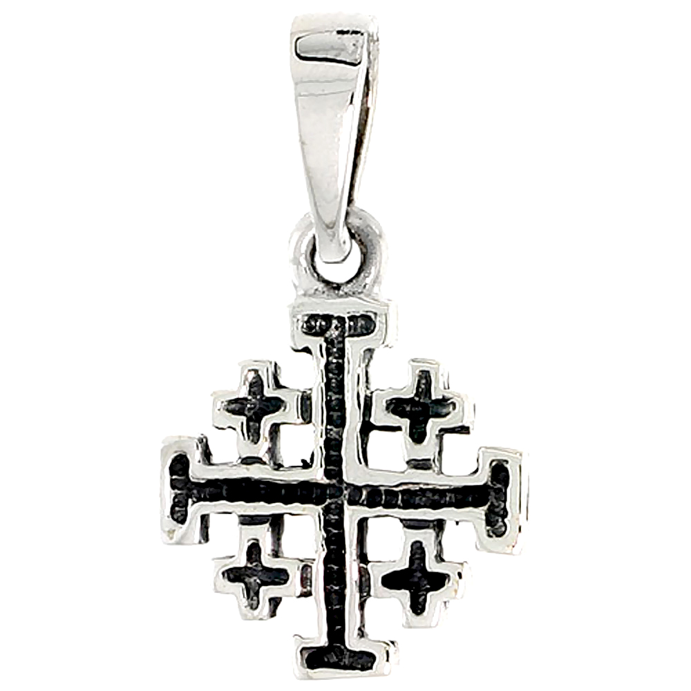 Sterling Silver Jerusalem Cross Charm, 1/2 inch tall