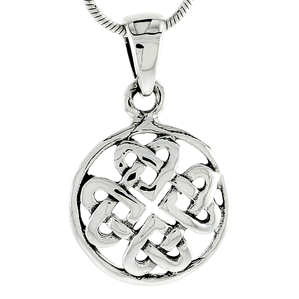 Sterling Silver Celtic Knot Hearts Charm, 3/4 inch