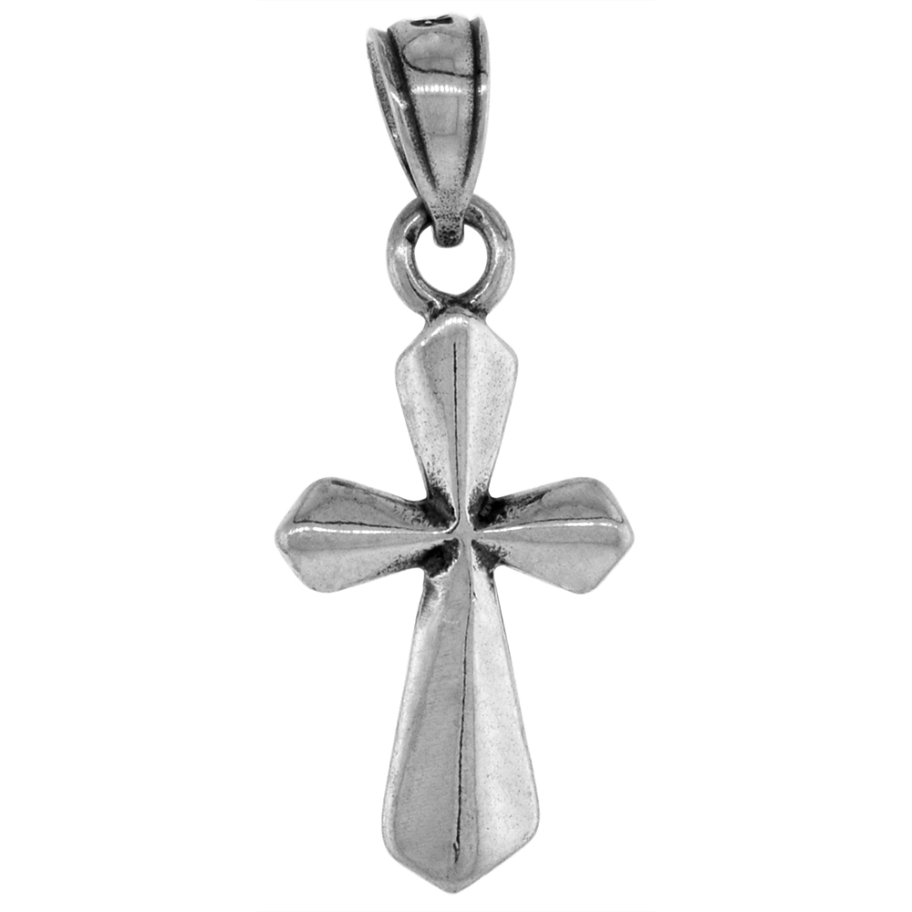 7/8 inch Sterling Silver Cross Necklace Diamond-Cut Oxidized finish available with or without chain