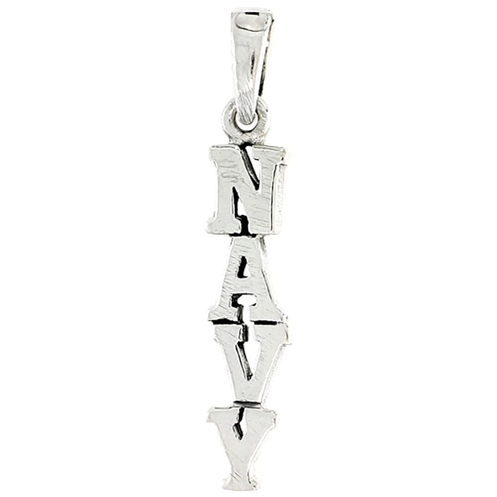 Sterling Silver US NAVY Word Charm, 1 inch tall 