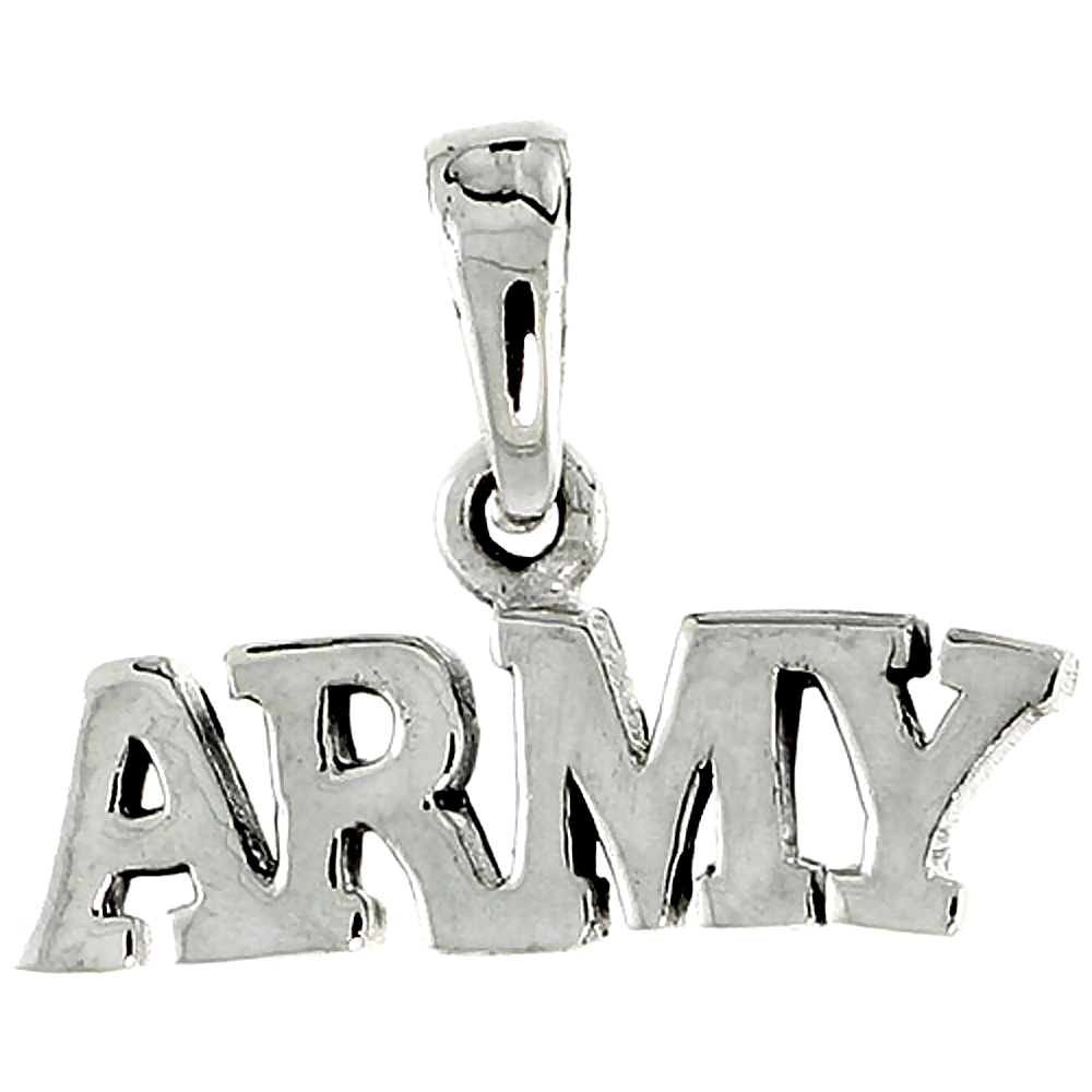 Sterling Silver US ARMY Word Charm, 3/4 inch wide 