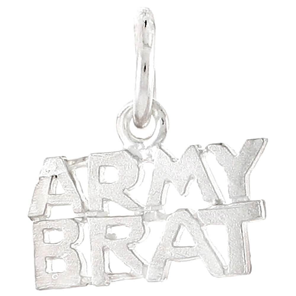 Sterling Silver ARMY BRAT Word Charm, 5/8 inch wide
