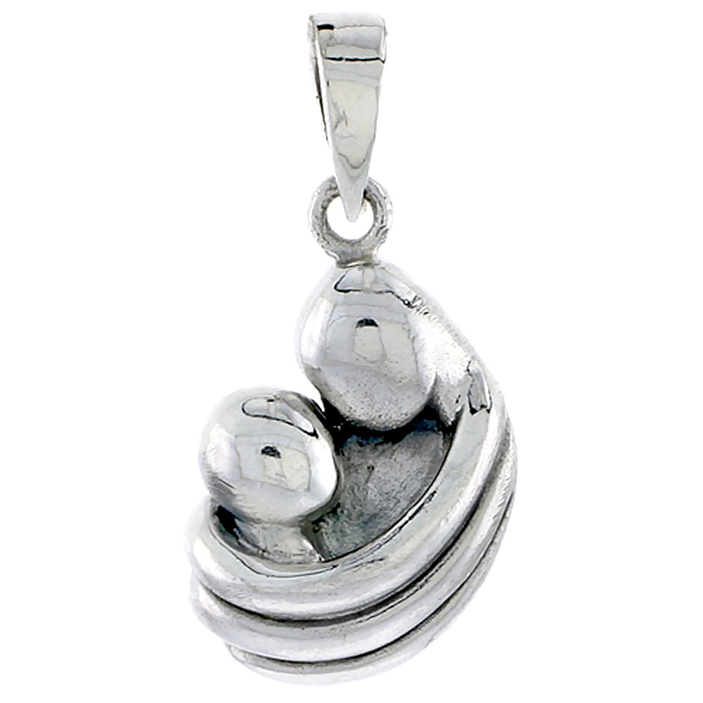 Sterling Silver Mother & Baby Charm, 7/8 inch tall