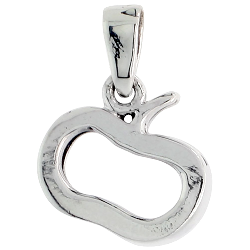 Sterling Silver Mini Photo Frame Apple Cut-out Charm, 1/2 inch tall
