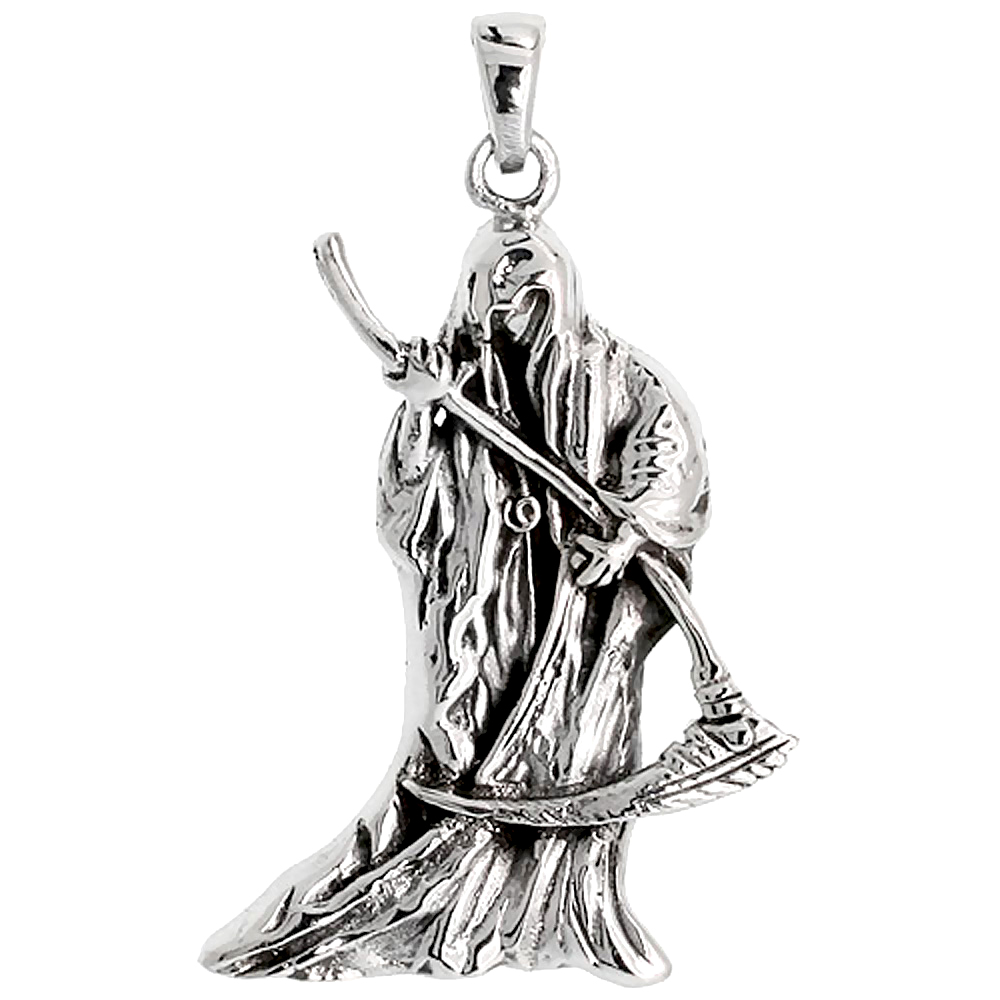 Sterling Silver Grim Reaper Charm, 1 1/4 inch tall