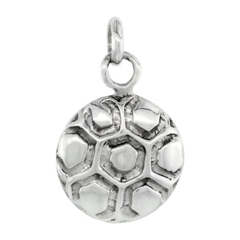 Sterling Silver Soccer Ball Charm, 5/8 inch 