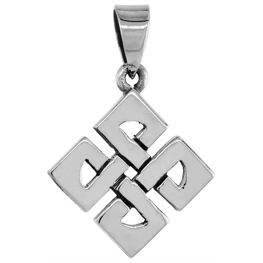 1 1/4 inch Sterling Silver Celtic St Columba Cross Necklace Angular Bowen knot Symbol Oxidized finish available with or without chain