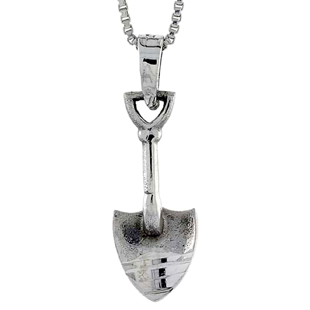 Sterling Silver Shovel Pendant, 1 1/8 inch tall
