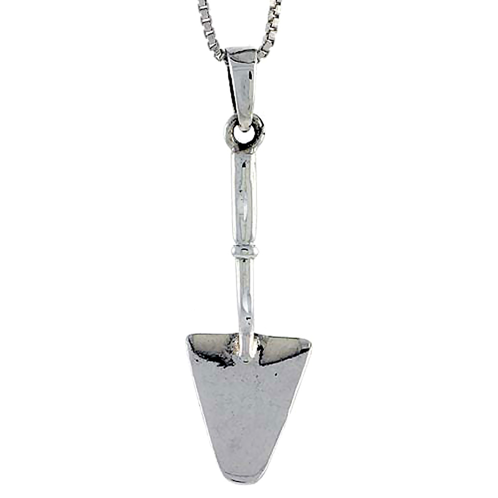 Sterling Silver Shovel Pendant, 1 3/4 inch tall
