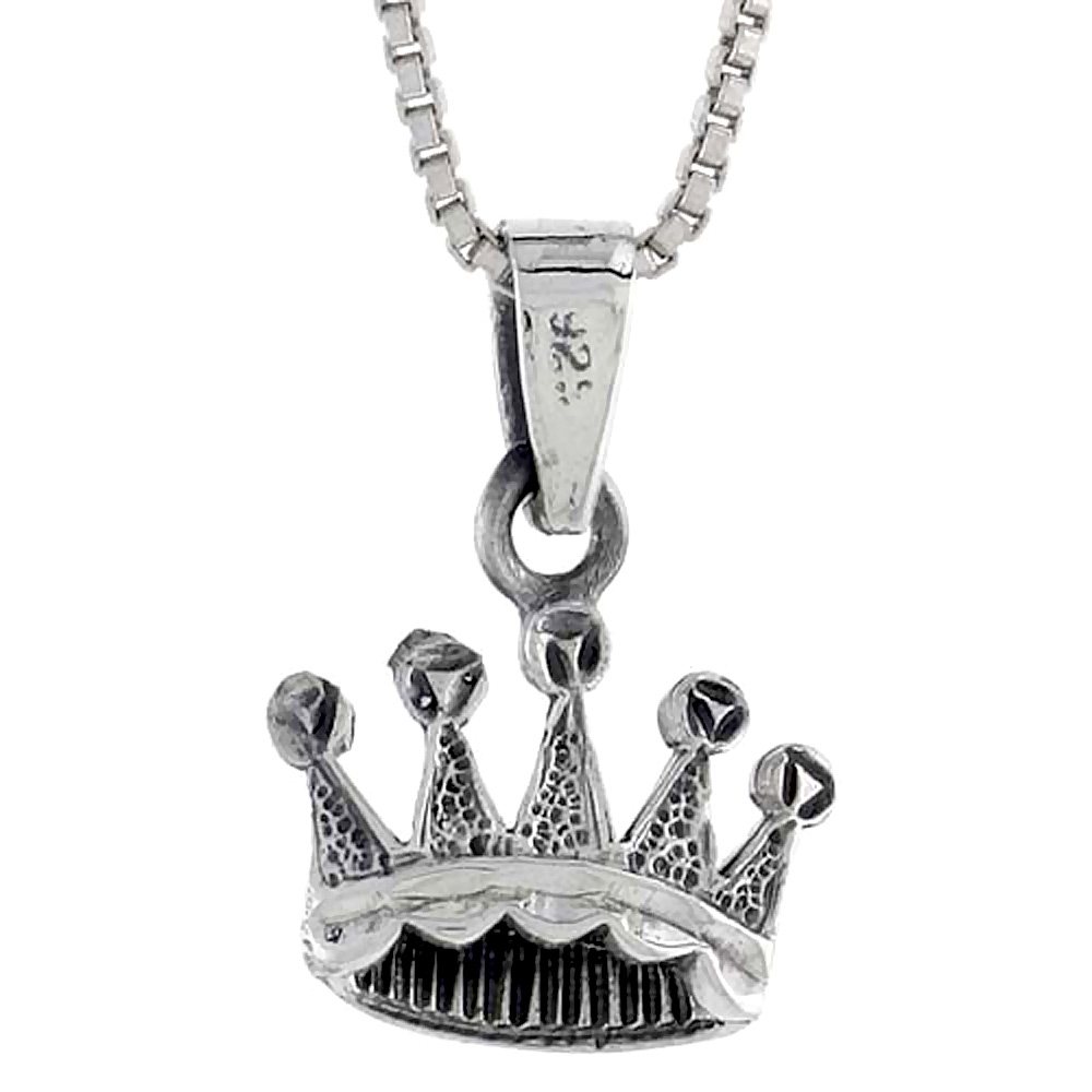 Sterling Silver Crown Pendant, 1/2 inch tall