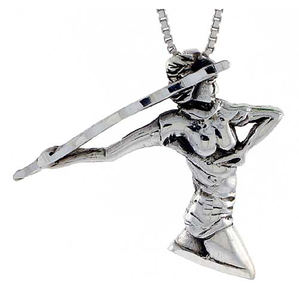 Sterling Silver Javelin Thrower Pendant, 1 1/8 inch tall