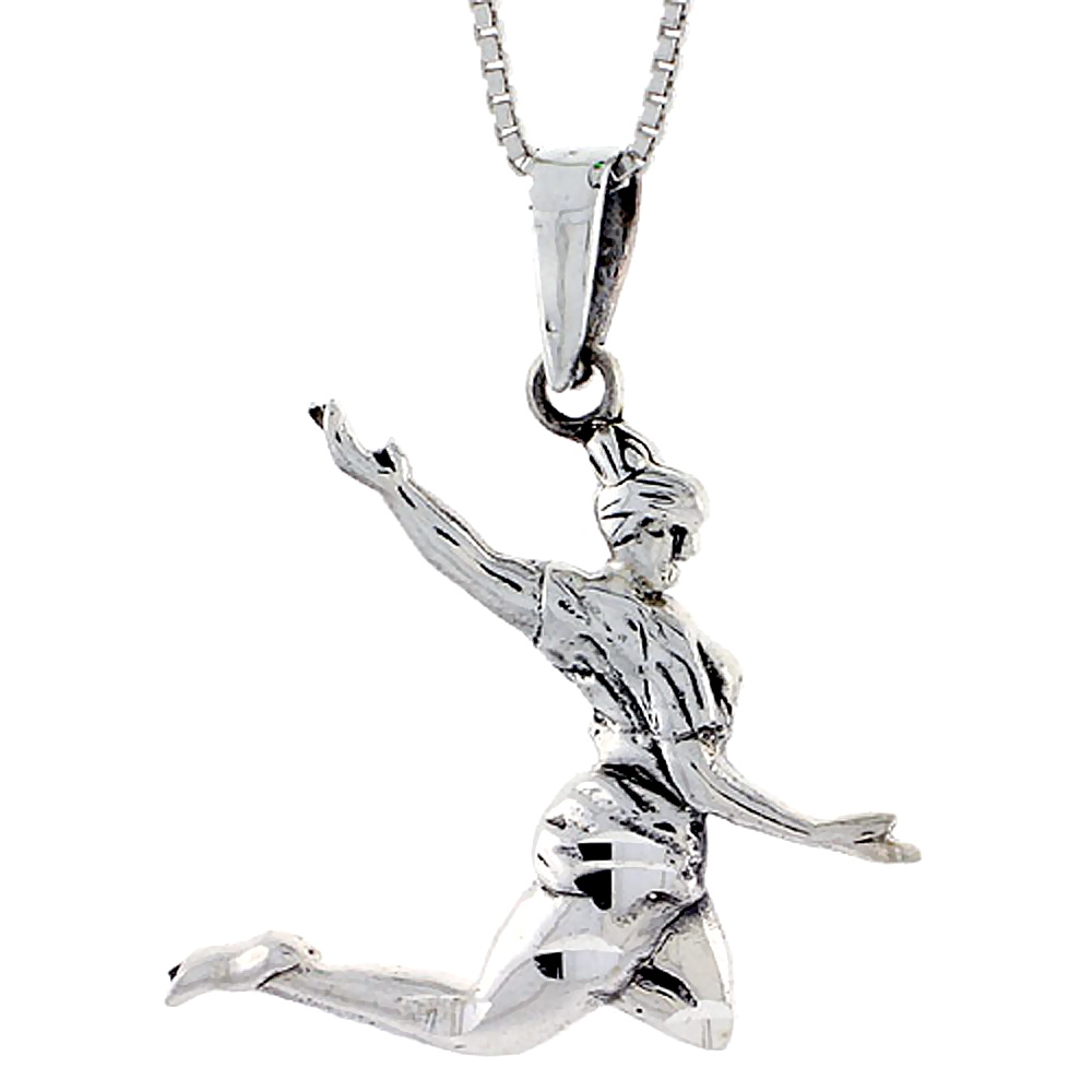 Sterling Silver Gymnast Pendant, 1 1/4 inch tall