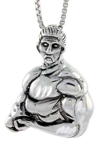 Sterling Silver Body Builder Pendant, 1 inch tall