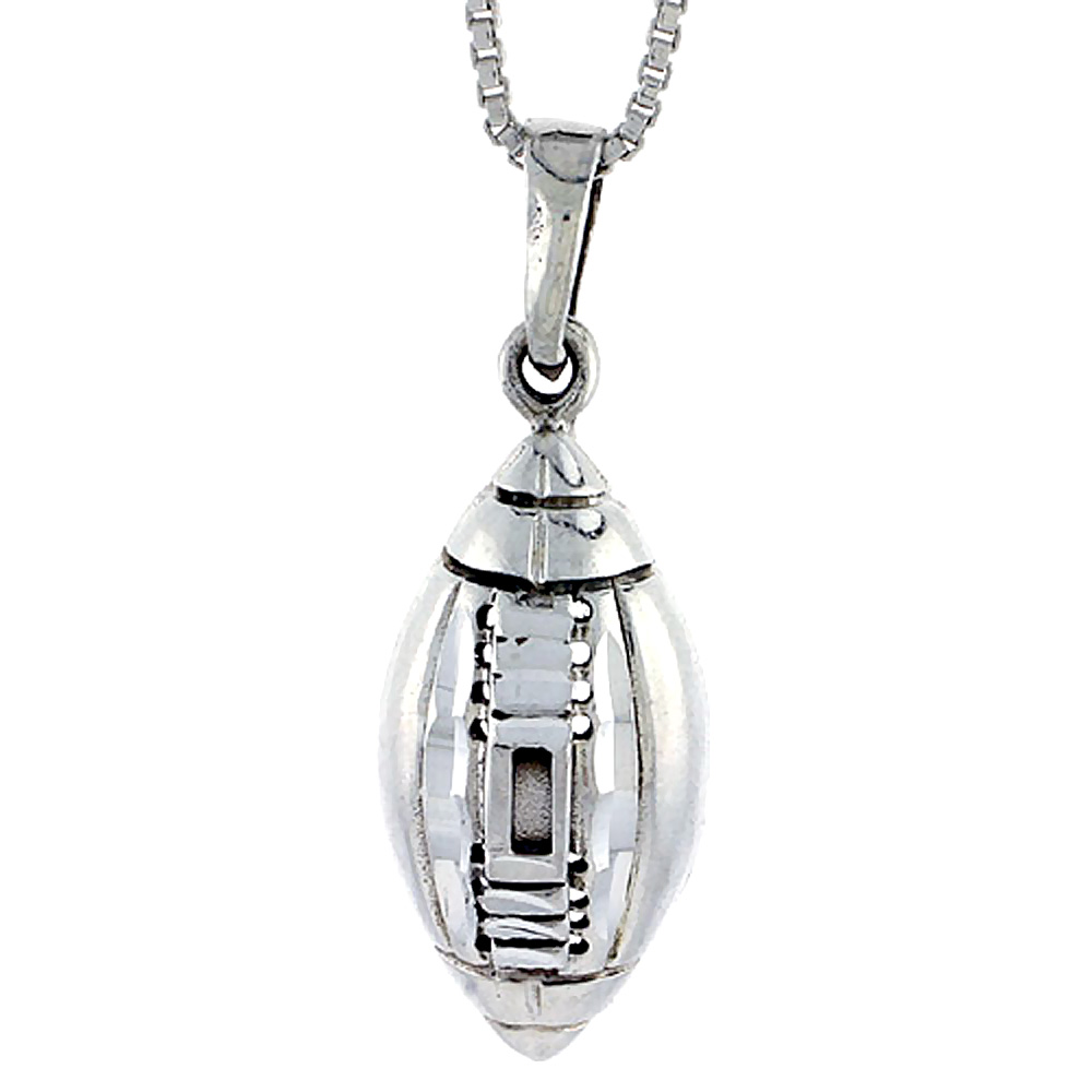 Sterling Silver Football Pendant, 1 1/8 inch 
