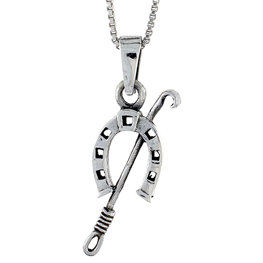 Sterling Silver Horse Jockey&#039;s Accessories Pendant, 1 1/8 inch 