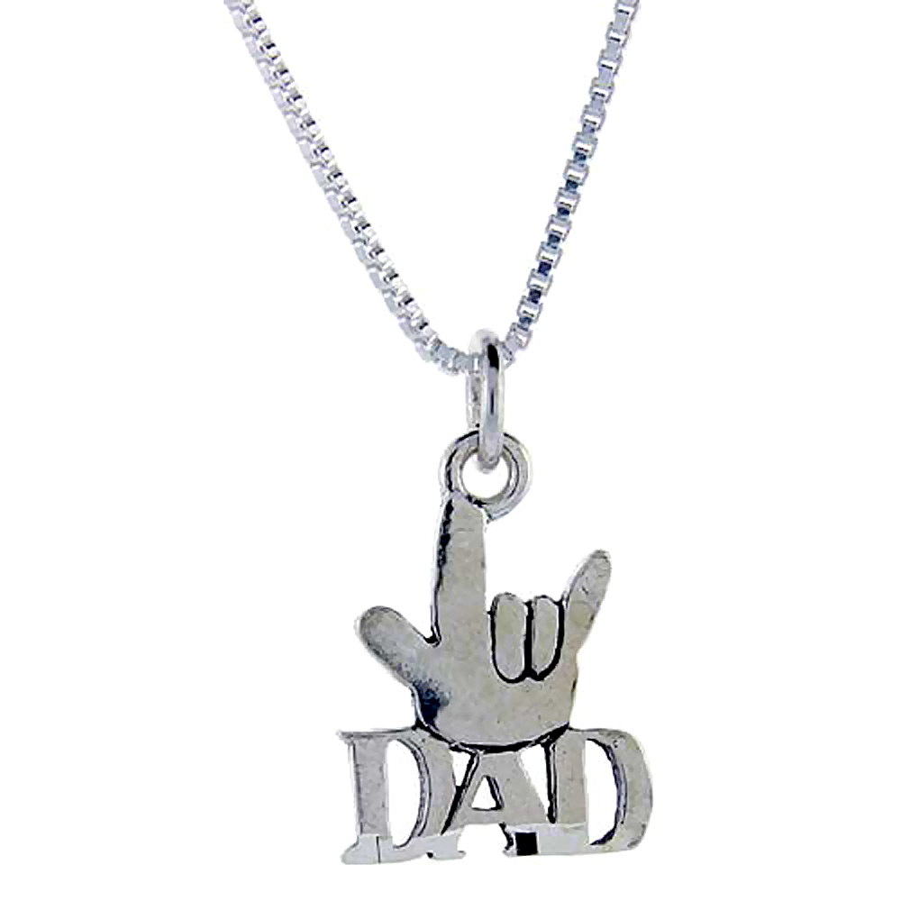 Sterling Silver Cool Dad Word Pendant, 1 inch wide 