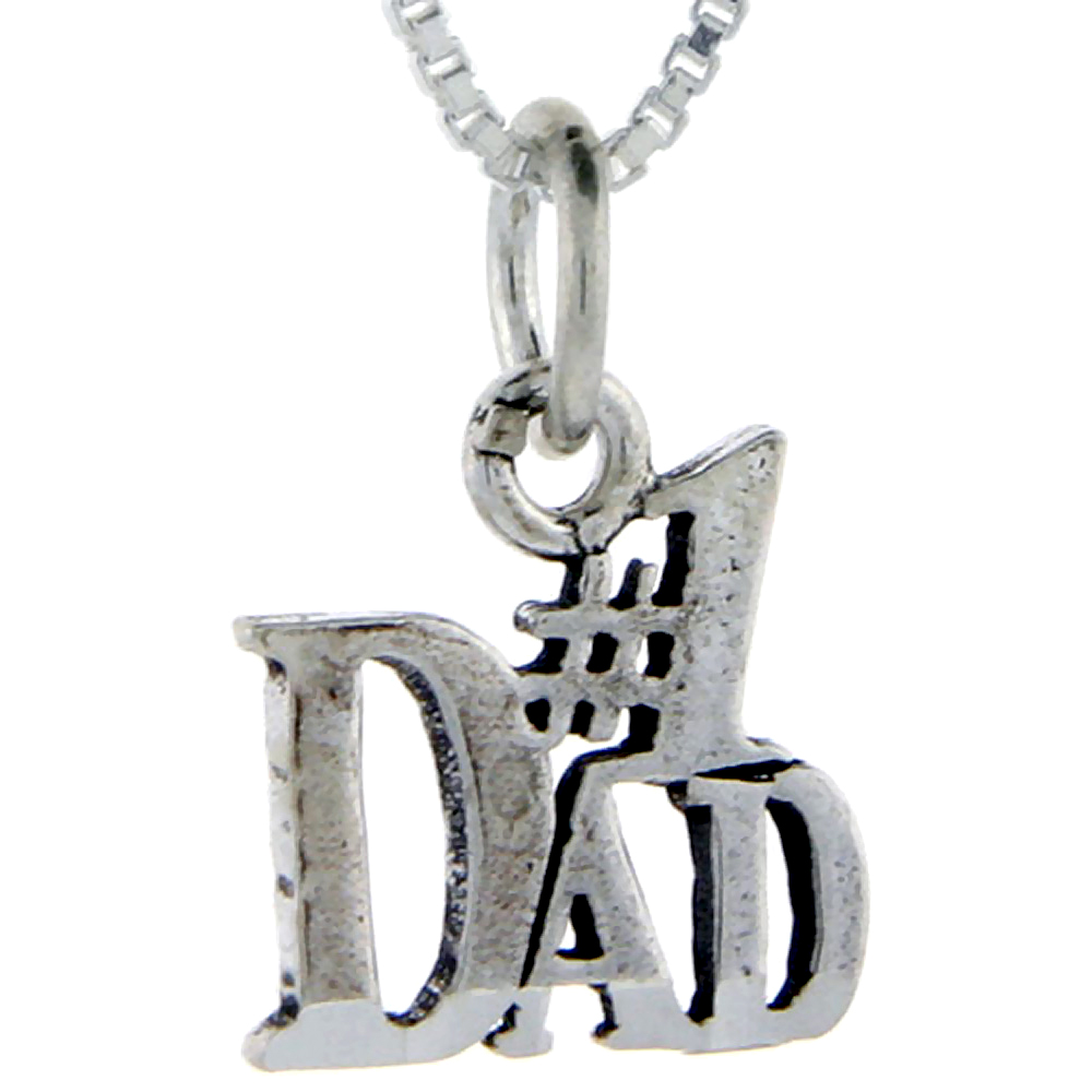 Sterling Silver Number 1 Dad Word Pendant, 1 inch wide 