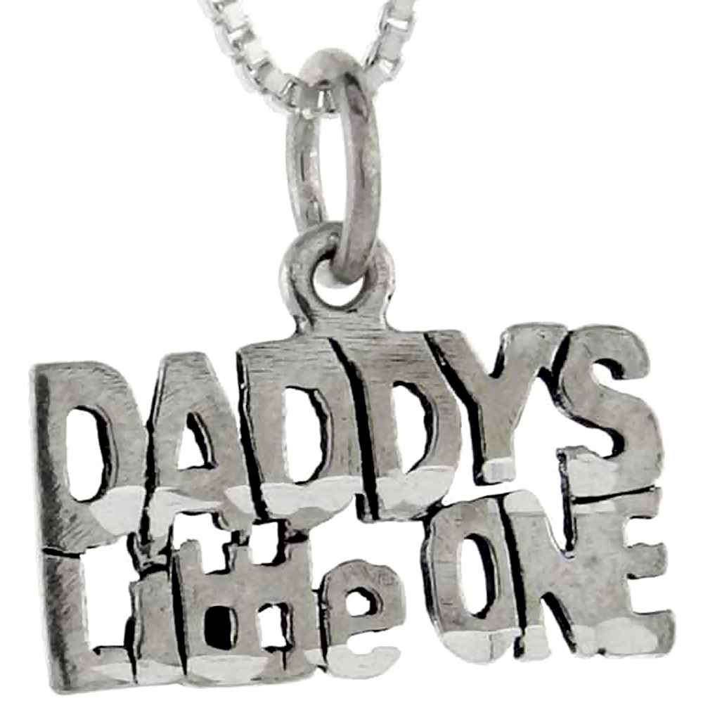 Sterling Silver Daddy&#039;s Little One Word Pendant, 1 inch wide 