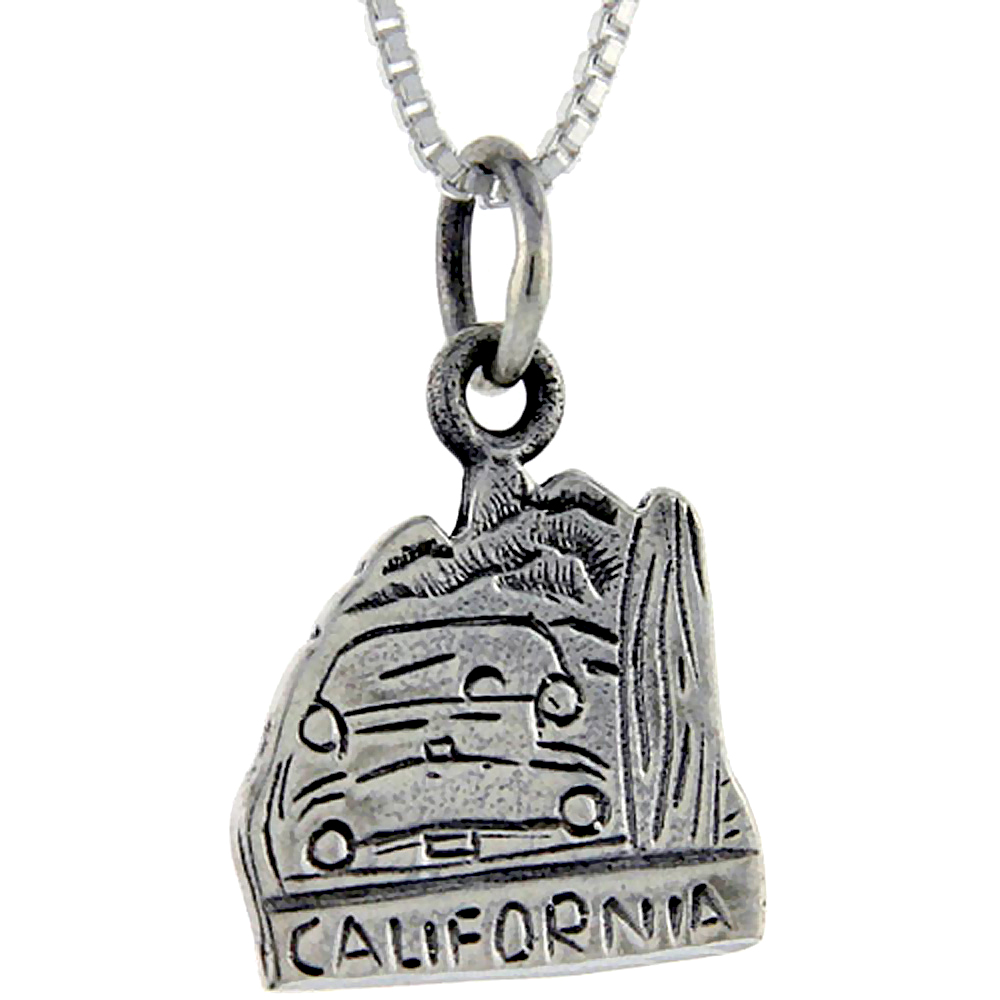 Sterling Silver California Word Pendant, 1 inch wide 