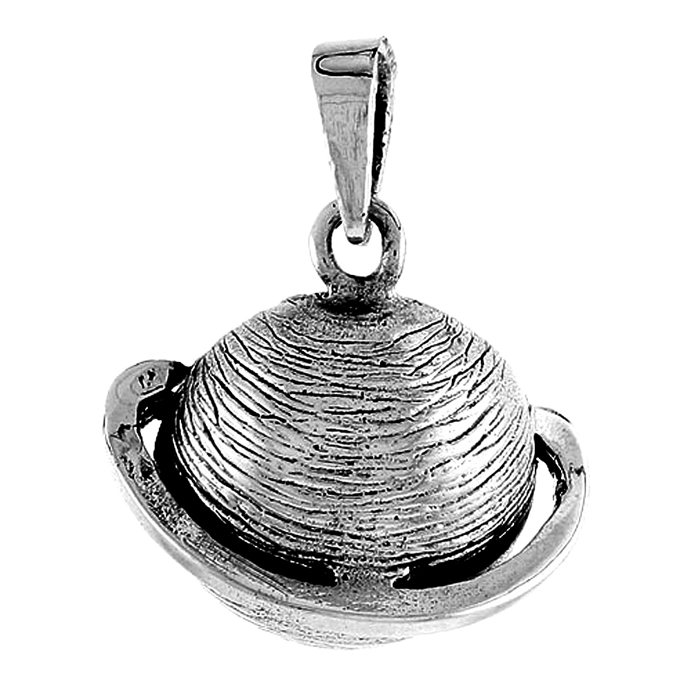 Sterling Silver Planet Saturn Pendant, 3/4 inch wide 