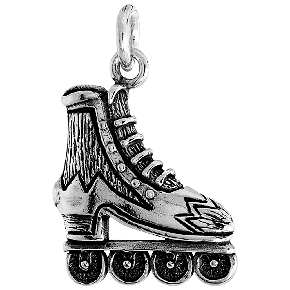 Sterling Silver Roller Blade Pendant Flawless Quality, 3/4 inch wide 