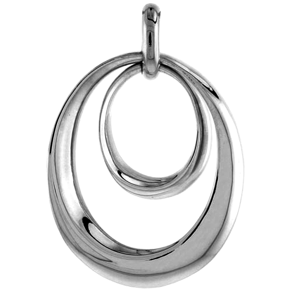 Sterling Silver Double Circle Cut-out Pendant Flawless Quality, 1 1/8 inch wide 